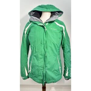 Columbia Women’s Interchange Jacket Green Size L Hooded Waterproof Fleece
